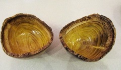 Two natural edged mulberry bowls by Keith Leonard